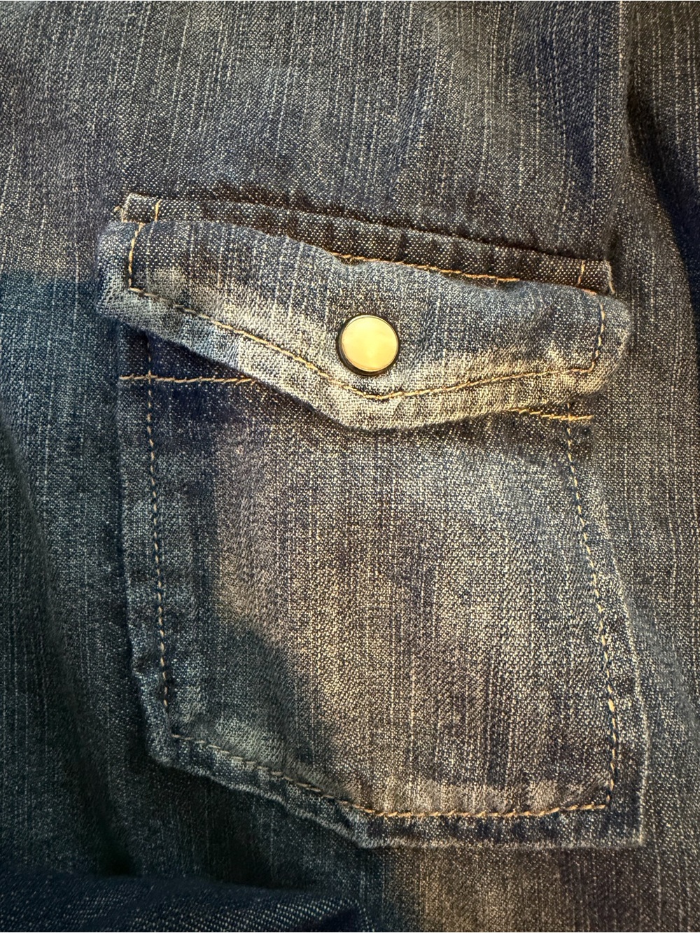 Red Camel Blue Denim Western Button-Down Shirt - Picture 3 of 5